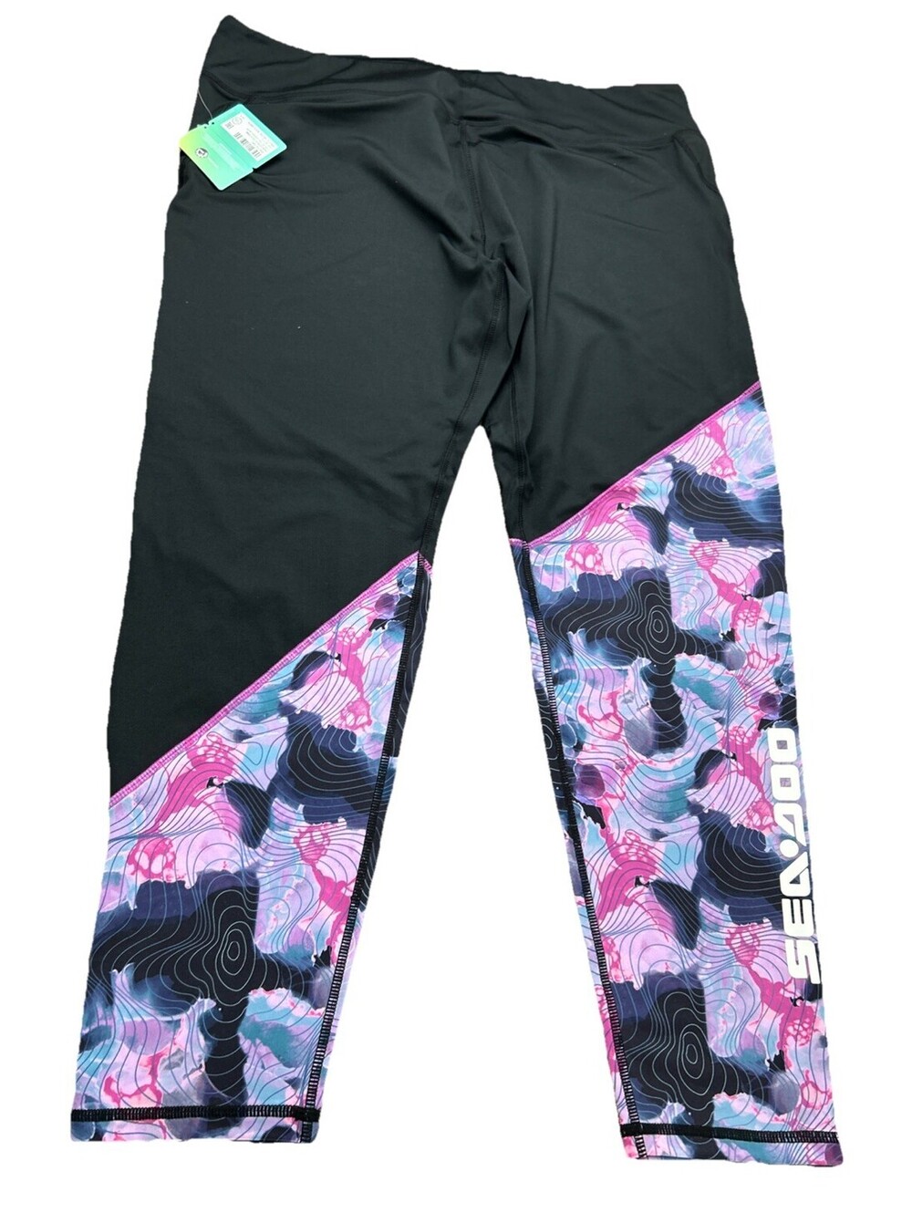 Sea-Doo Womens Leggings 2XL Black Purple Floral UV Protection Water Sports